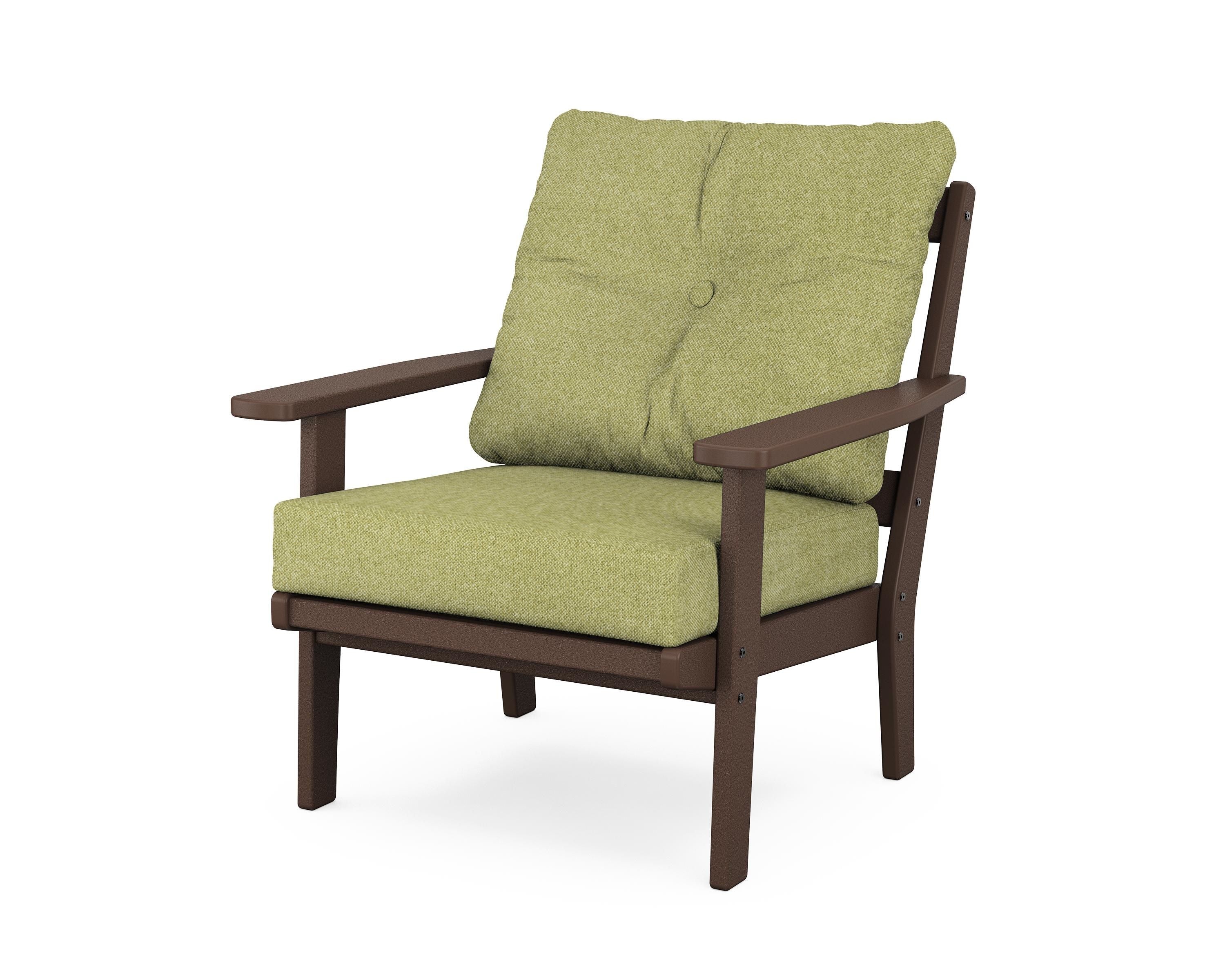 POLYWOOD® Oxford Deep Seating Chair in Mahogany / Chartreuse Boucle