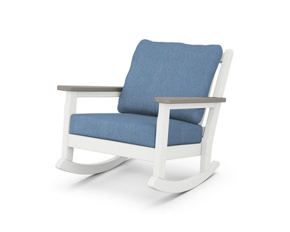 POLYWOOD® Chippendale Deep Seating Rocking Chair in White / Driftwood / Sky Blue