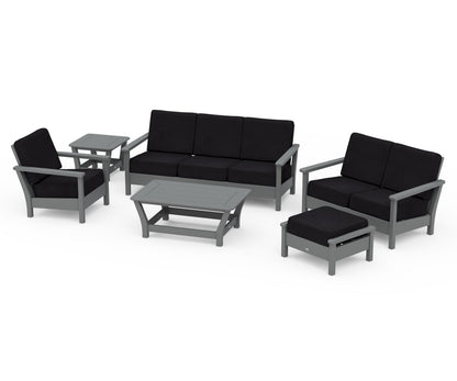 POLYWOOD® Harbour 6-Piece Outdoor Living Set in Slate Grey / Midnight Linen