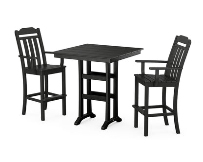 Country Living Cottage 3-Piece Farmhouse Bar Set with Trestle Legs in Black