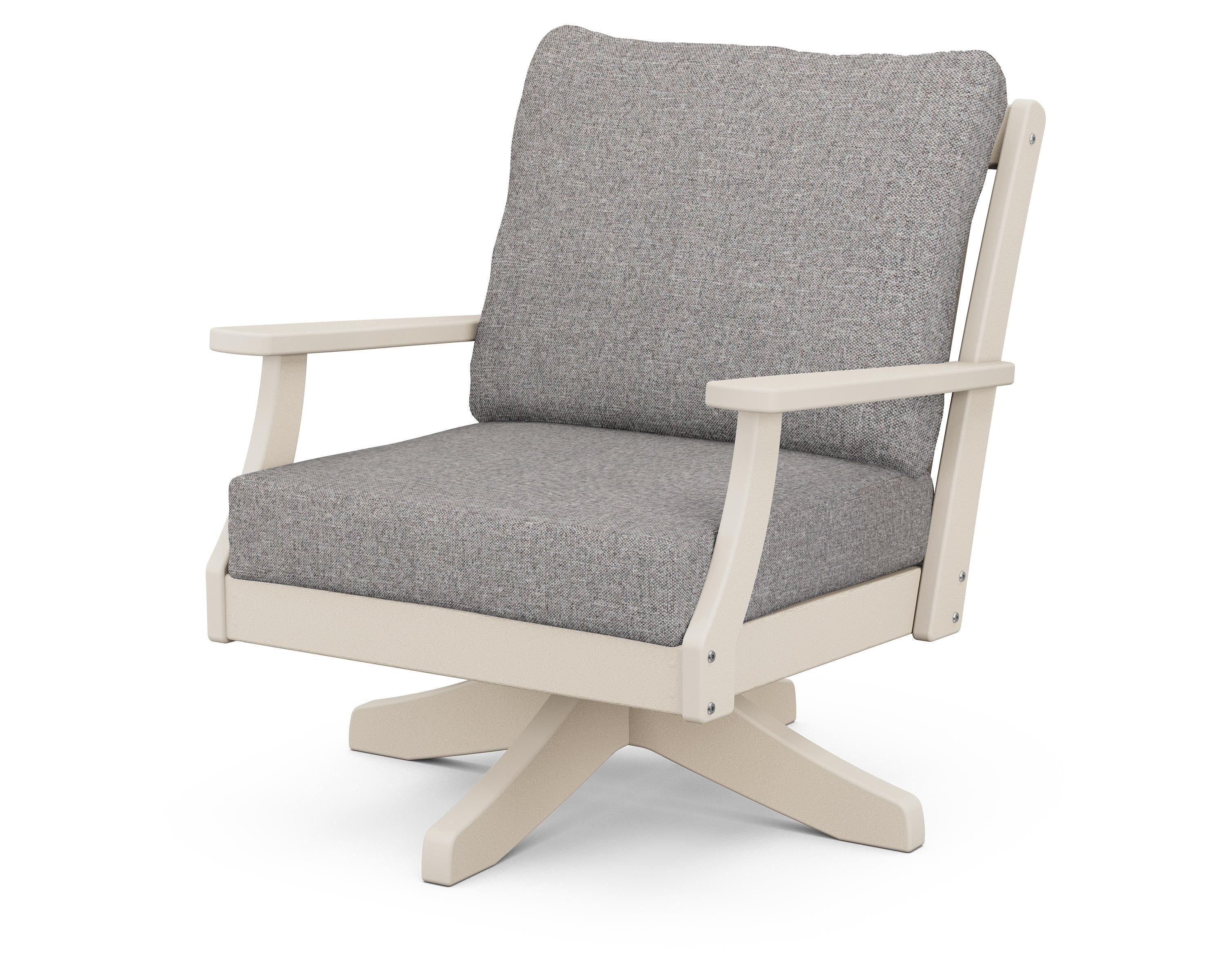 POLYWOOD® Braxton Deep Seating Swivel Chair in Sand / Grey Mist