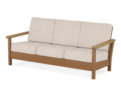 POLYWOOD® Harbour Deep Seating Sofa in Teak / Natural / Blend Linen