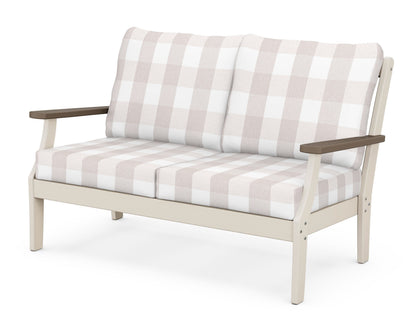 POLYWOOD® Braxton Deep Seating Loveseat in Sand / Kona / Buffalo Plaid Dune Burlap