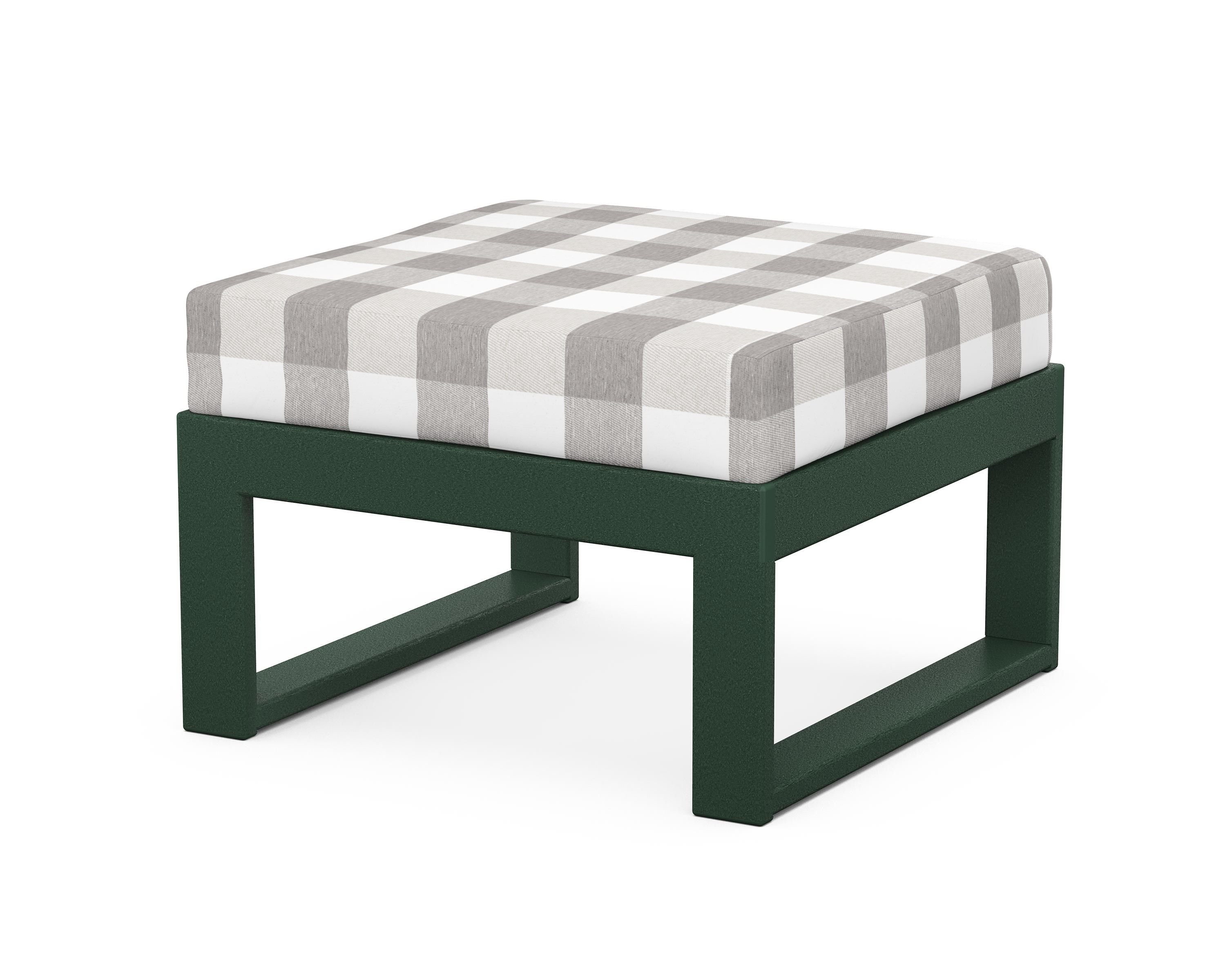 Unbranded Modular Ottoman - Modern in Green / Buffalo Plaid Grey Mist