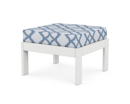 POLYWOOD® Vineyard Modular Ottoman in White / Trellis Sky Blue