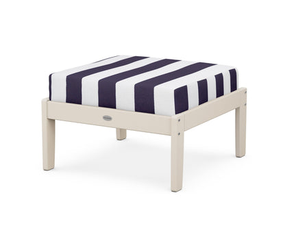 POLYWOOD® Braxton Deep Seating Ottoman in Sand / Cabana Stripe Navy