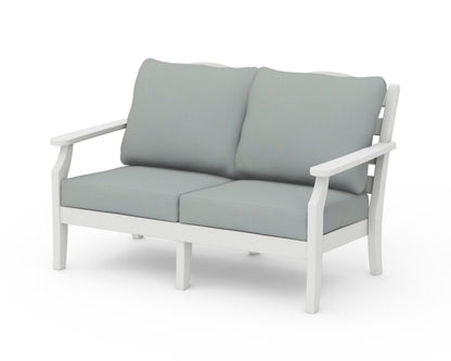Draper James™ by  POLYWOOD® Savannah Deep Seating Loveseat in Vintage White / Spa