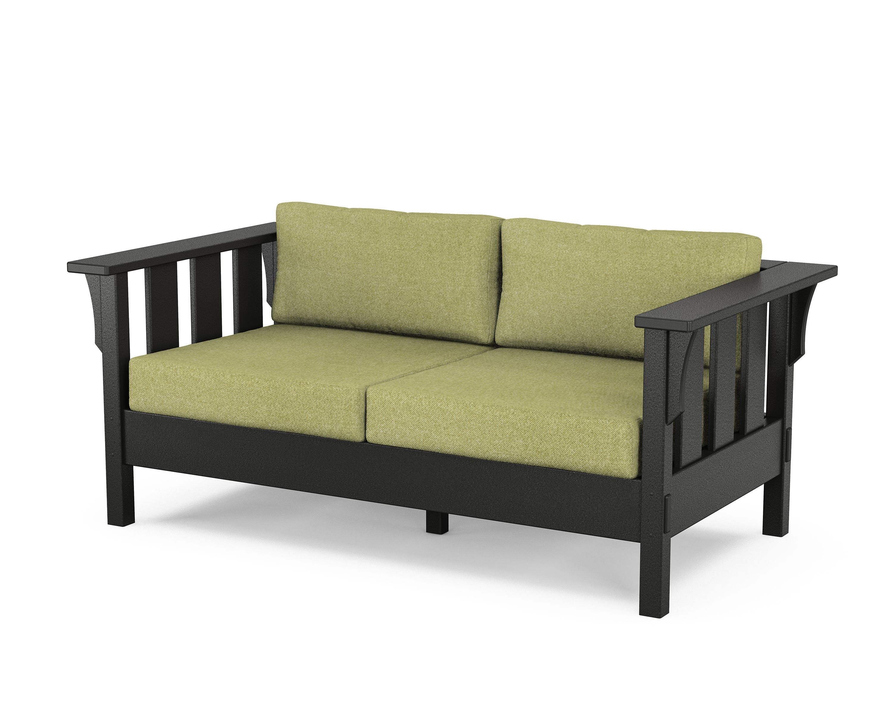 Martha Stewart by POLYWOOD® Acadia Deep Seating Loveseat in Black / Chartreuse Boucle