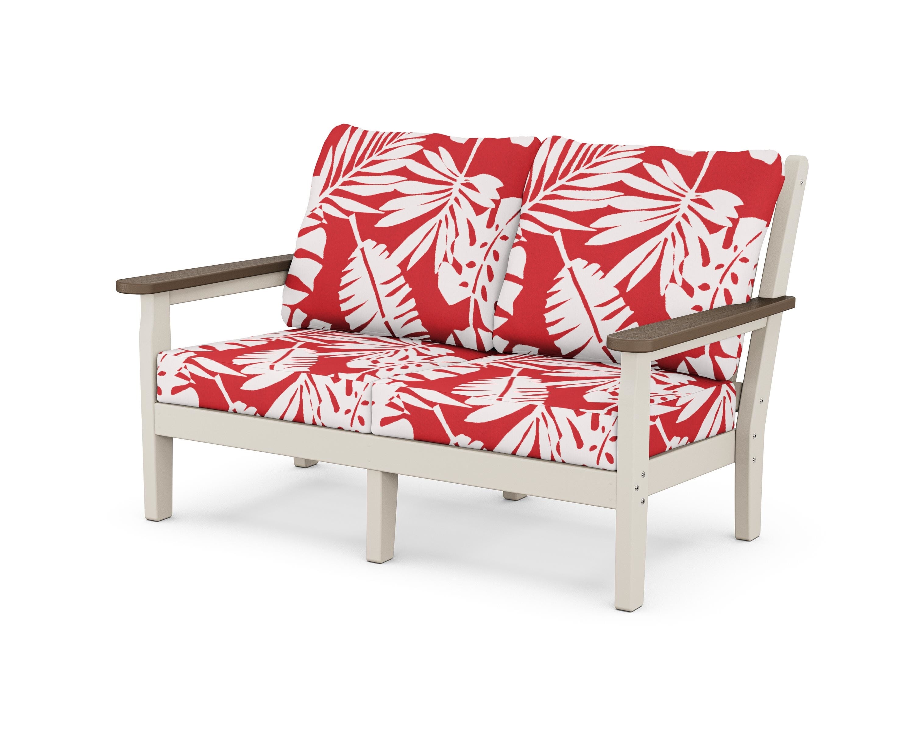 POLYWOOD® Chippendale Deep Seating Loveseat in Sand / Kona / Leaf Crimson