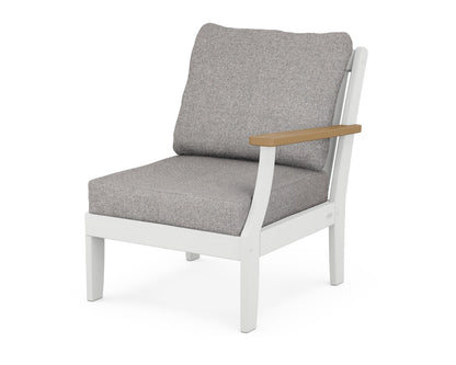 POLYWOOD® Braxton Modular Right Arm Chair in White / Natural / Grey Mist