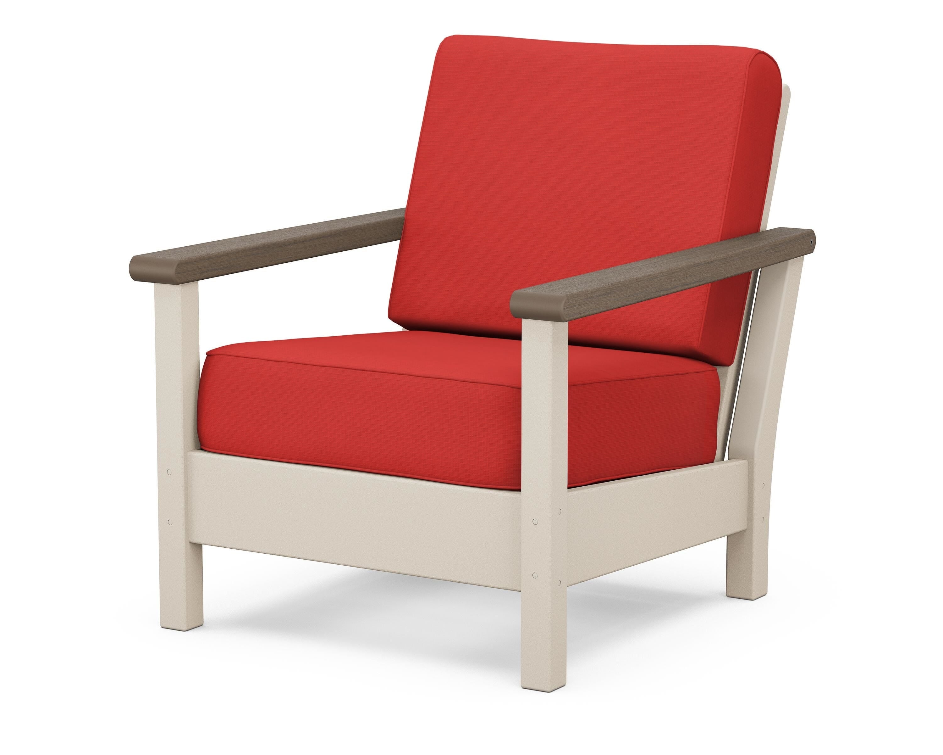 POLYWOOD® Harbour Deep Seating Chair in Sand / Kona / Crimson Linen