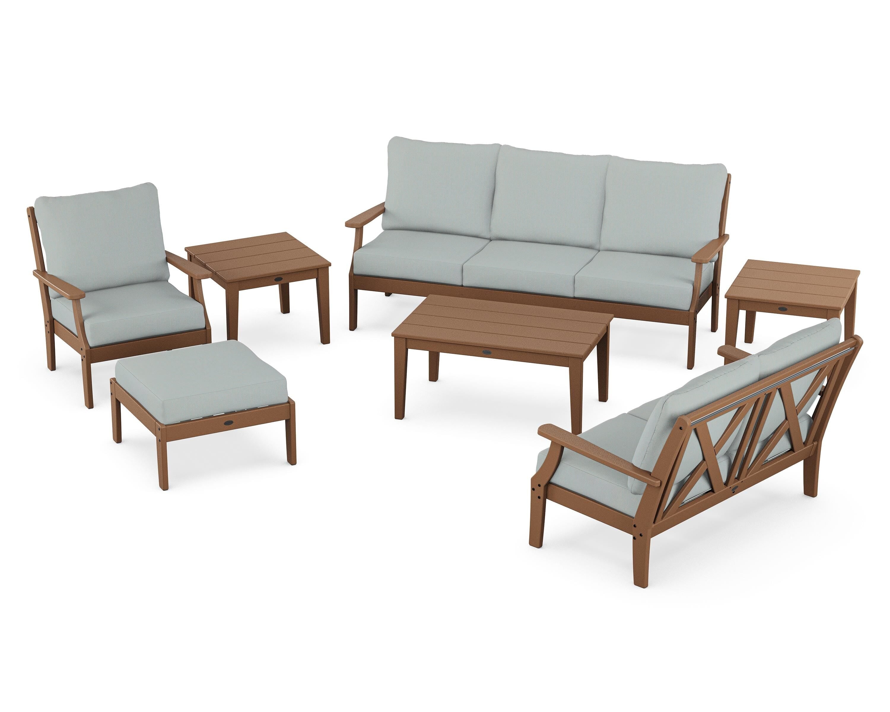 POLYWOOD® Braxton 7-Piece Deep Seating Set in Teak / Spa