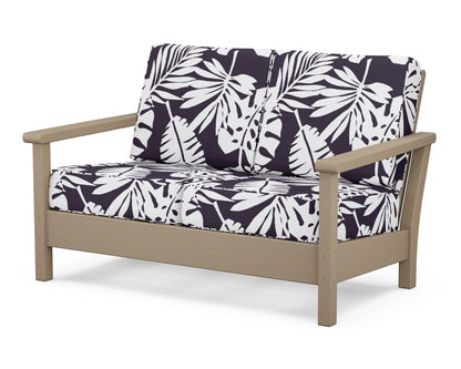 POLYWOOD® Harbour Deep Seating Loveseat in Vintage Sahara / Leaf Navy