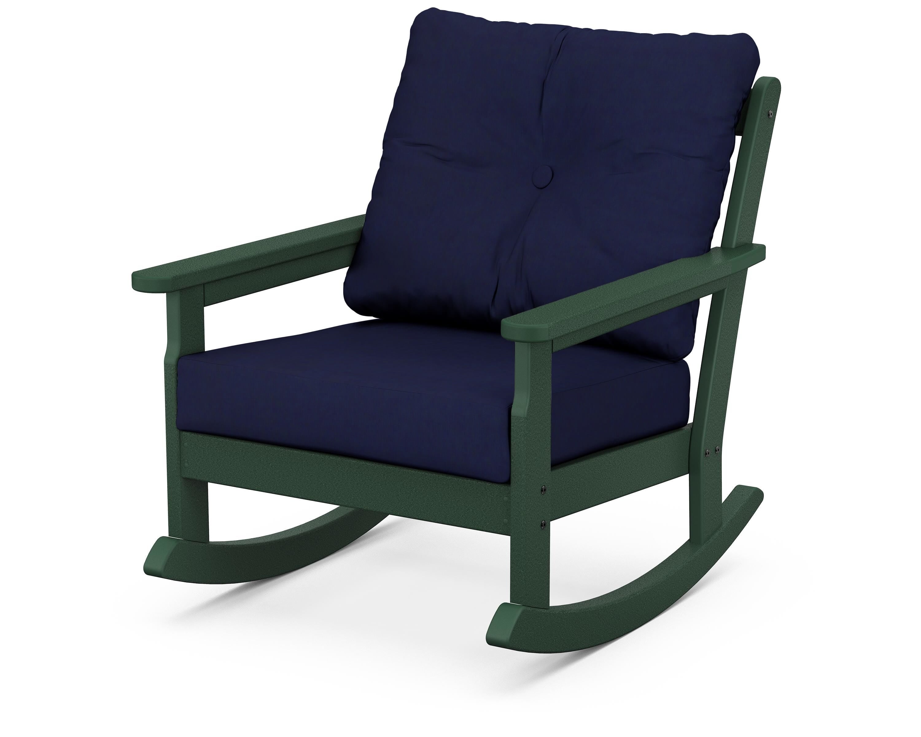 POLYWOOD® Vineyard Deep Seating Rocking Chair in Green / Navy