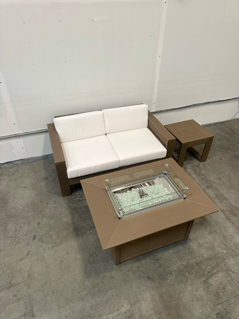 POLYWOOD LATITUDE LOVESEAT WITH RECT FIRETABLE