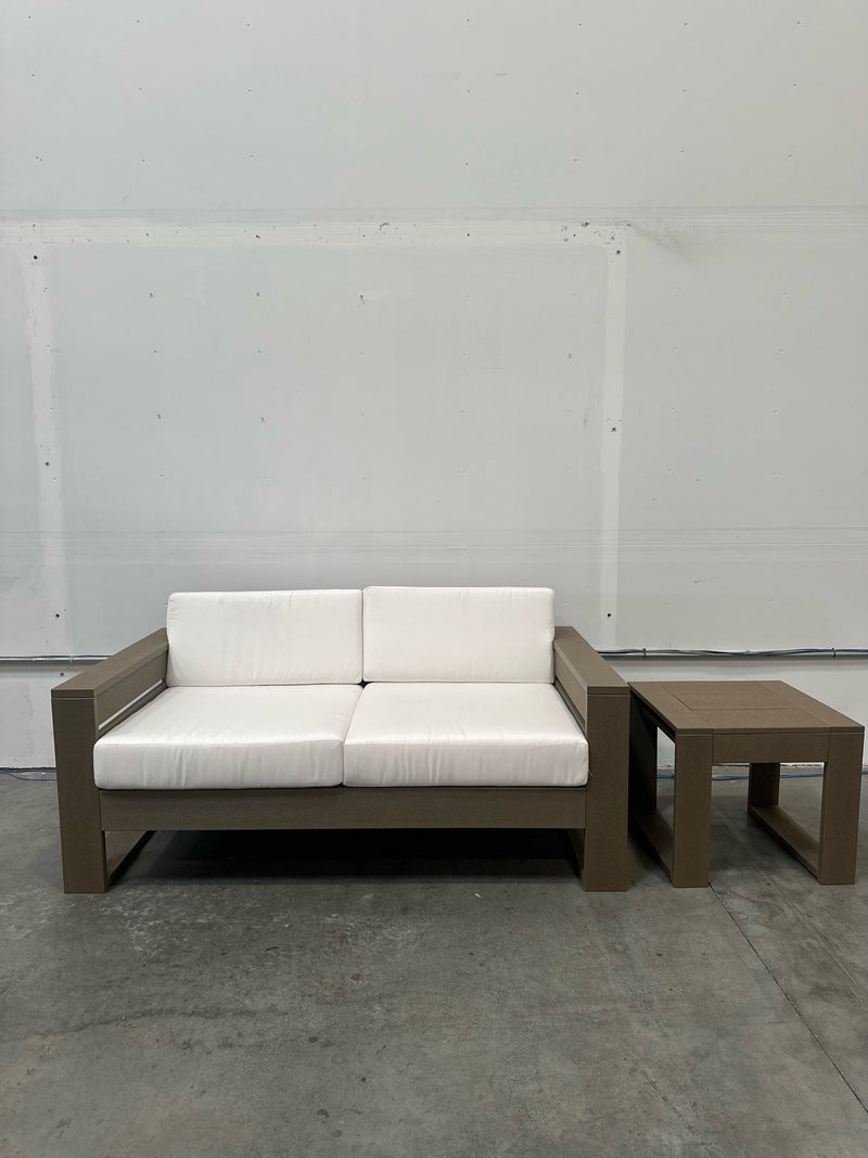 POLYWOOD LATITUDE LOVESEAT WITH RECT FIRETABLE
