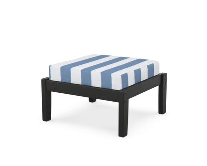 Unbranded Deep Seating Ottoman in Black / Cabana Stripe Sky Blue