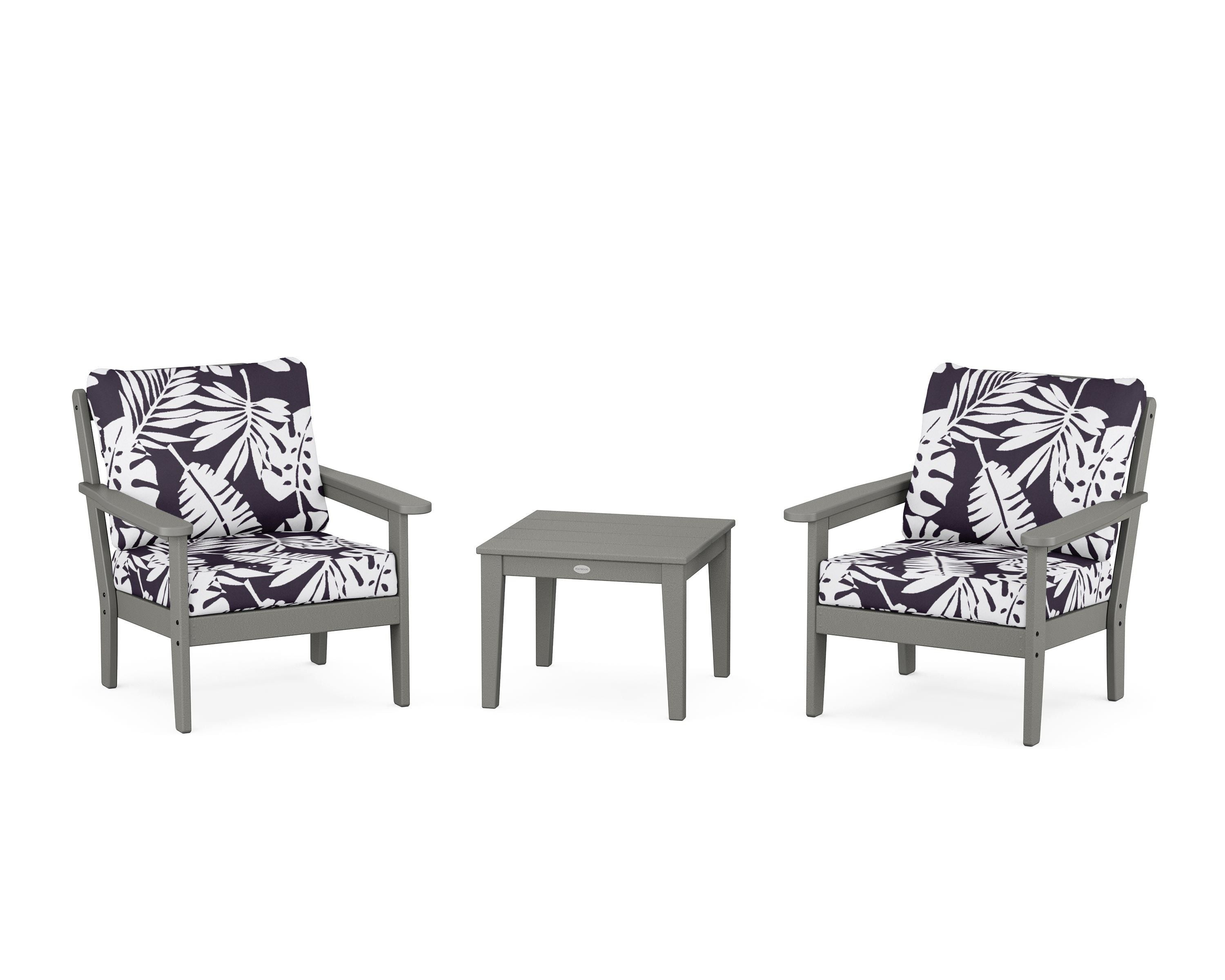 Country Living Cottage 3-Piece Deep Seating Set in Slate Grey / Leaf Navy