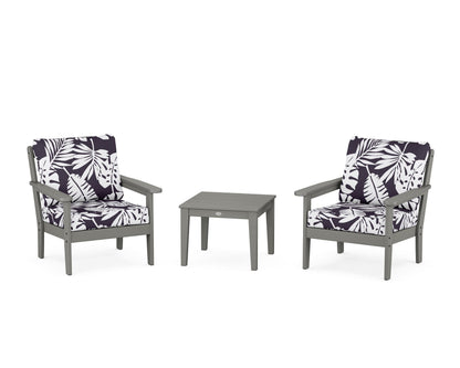 Country Living Cottage 3-Piece Deep Seating Set in Slate Grey / Leaf Navy