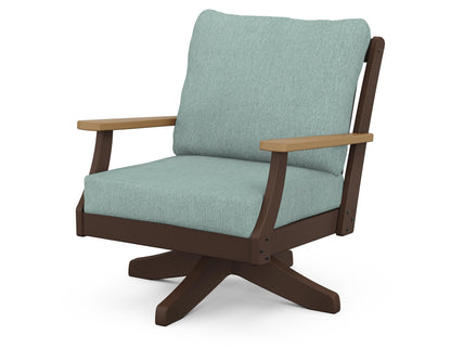 POLYWOOD® Braxton Deep Seating Swivel Chair in Mahogany / Natural / Glacier Spa