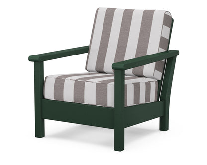 POLYWOOD® Harbour Deep Seating Chair in Green / Cabana Stripe Grey Mist