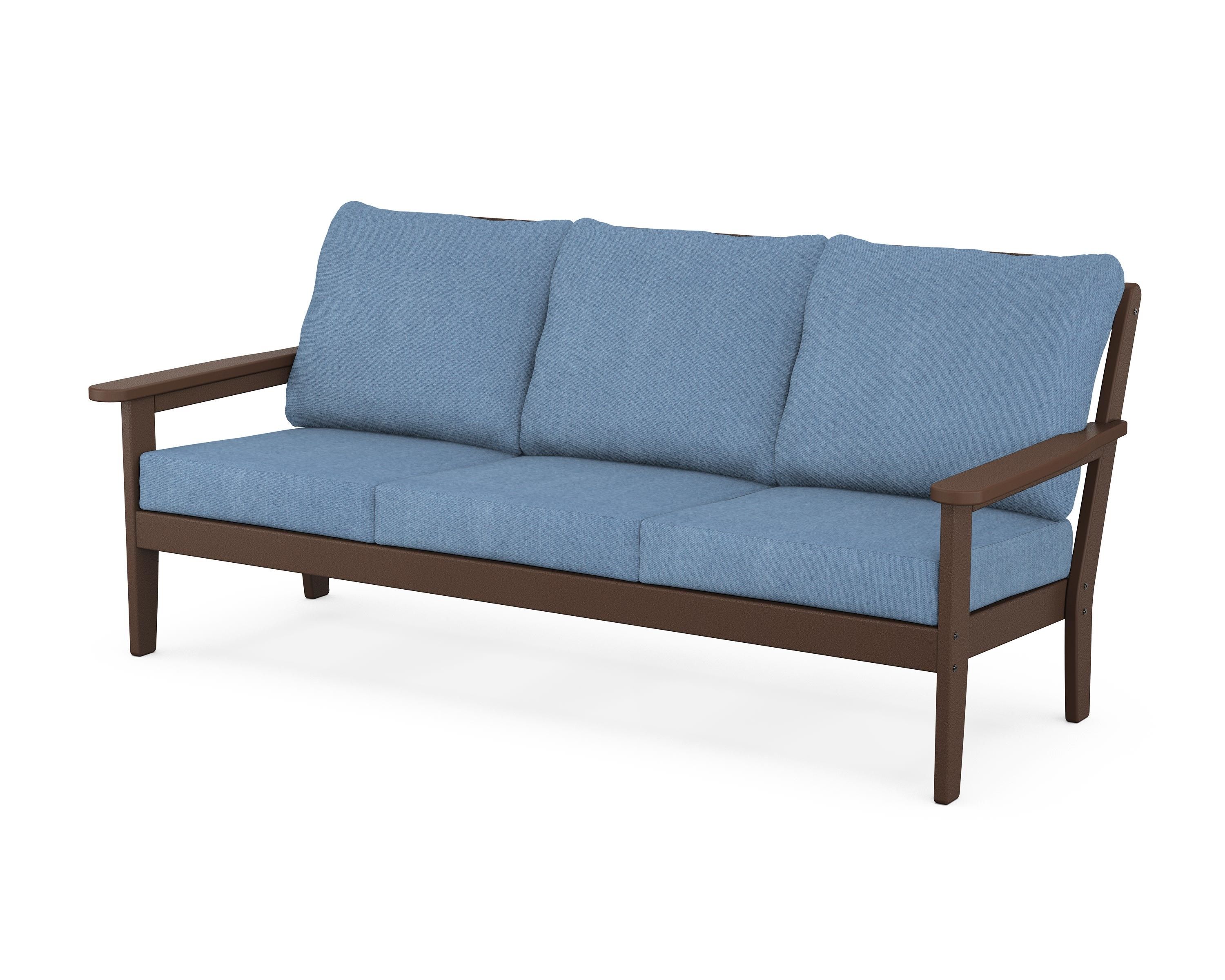 Country Living Cottage Deep Seating Sofa in Mahogany / Sky Blue