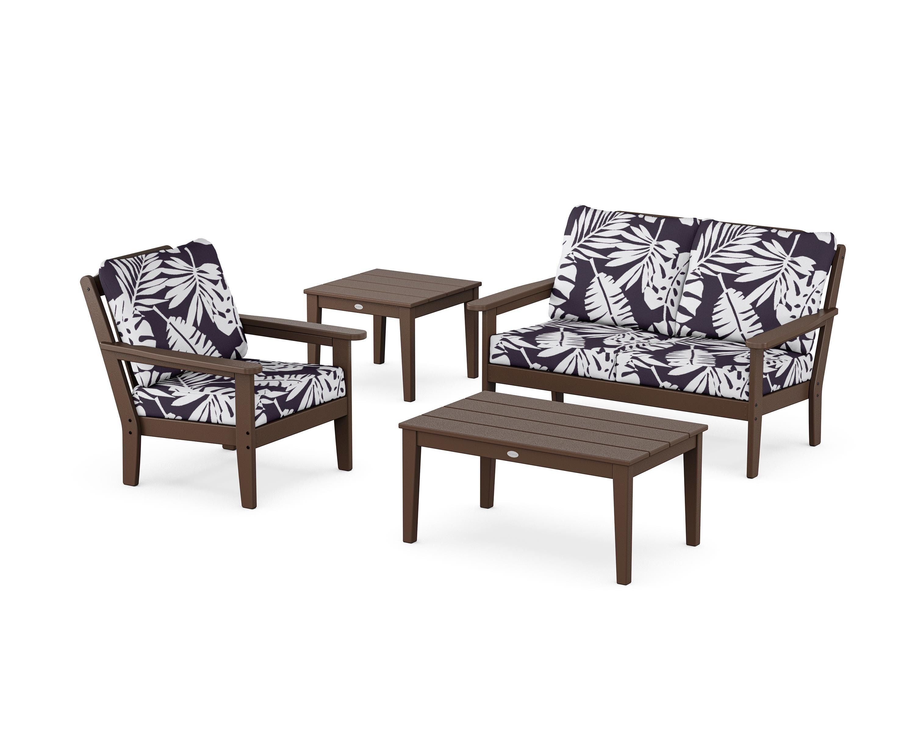Country Living Wovendale 4-Piece Deep Seating Set in Mahogany / Leaf Navy