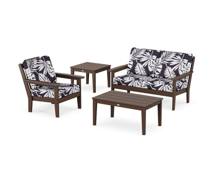 Country Living Wovendale 4-Piece Deep Seating Set in Mahogany / Leaf Navy