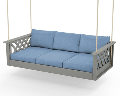 Country Living Wovendale Daybed Swing in Slate Grey / Sky Blue