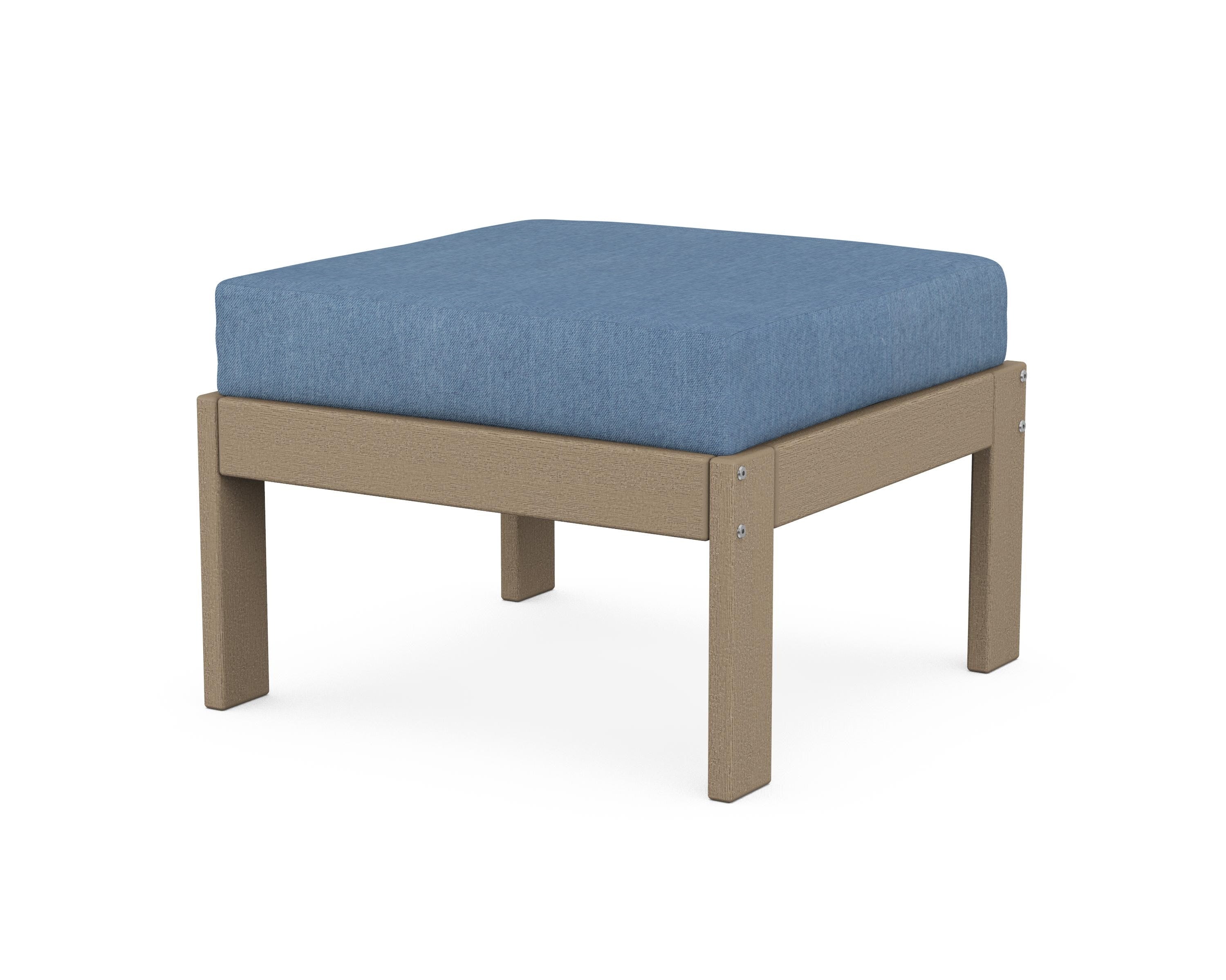 POLYWOOD® Vineyard Modular Ottoman in Vintage Sahara / Sky Blue