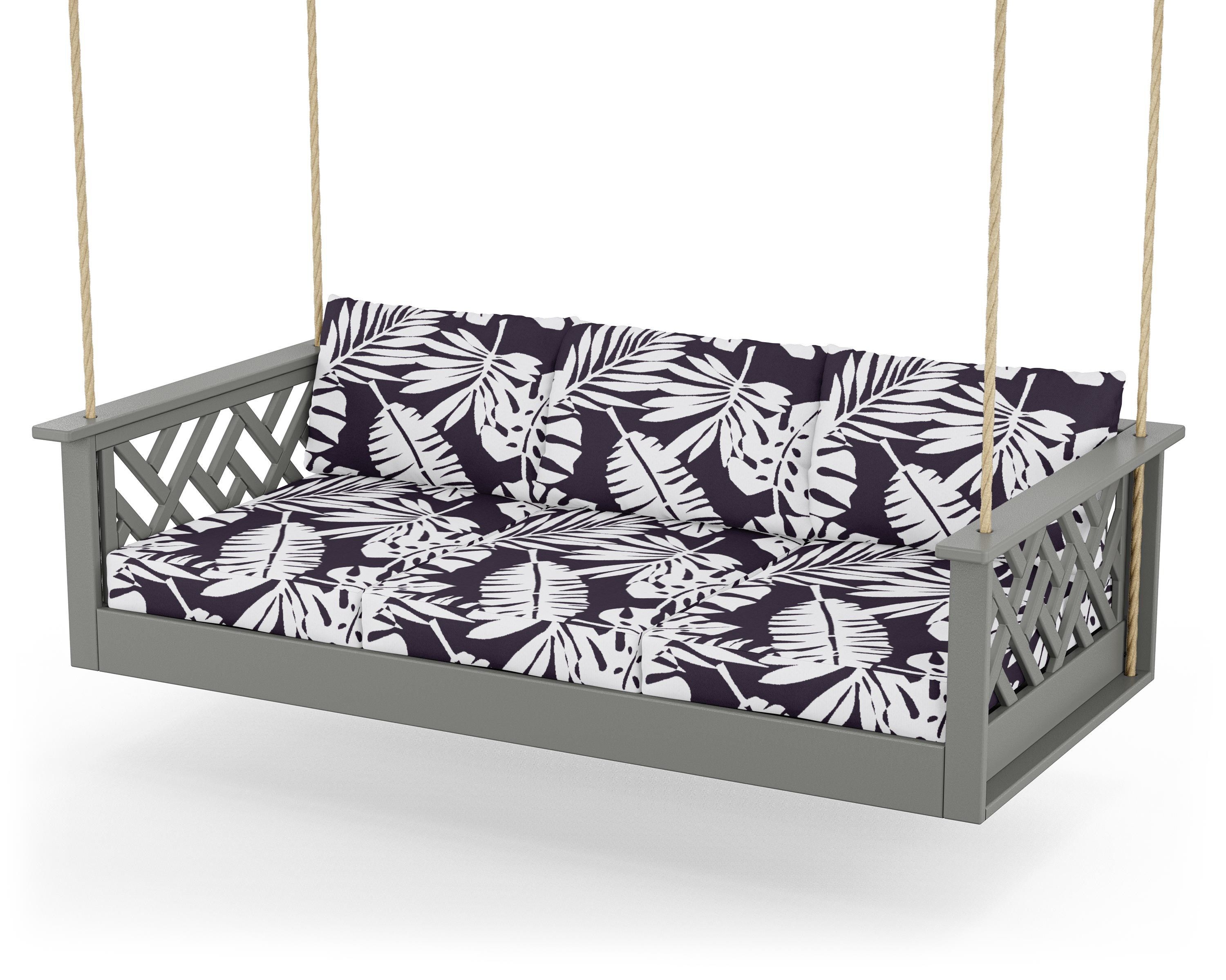 POLYWOOD® Chippendale Daybed Swing in Slate Grey / Leaf Navy