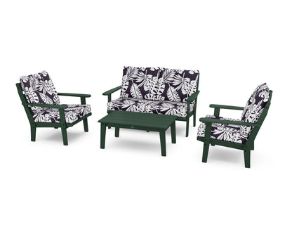 POLYWOOD® Lakeside 4-Piece Deep Seating Set in Green / Leaf Navy