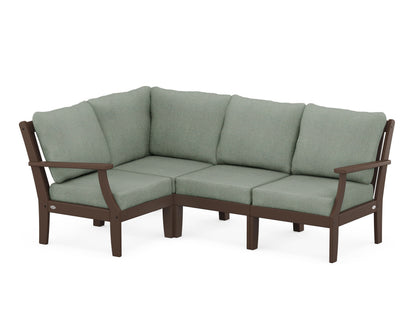 POLYWOOD® Braxton Modular 4-Piece Deep Seating Set in Mahogany / Cast Sage