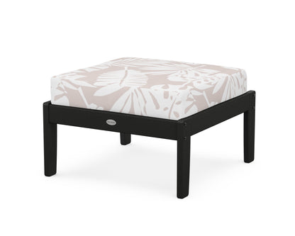POLYWOOD® Braxton Deep Seating Ottoman in Black / Leaf Dune Burlap