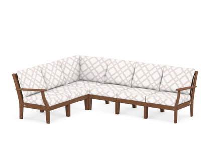 POLYWOOD® Braxton Modular 6-Piece Deep Seating Set in Teak / Trellis Dune Burlap