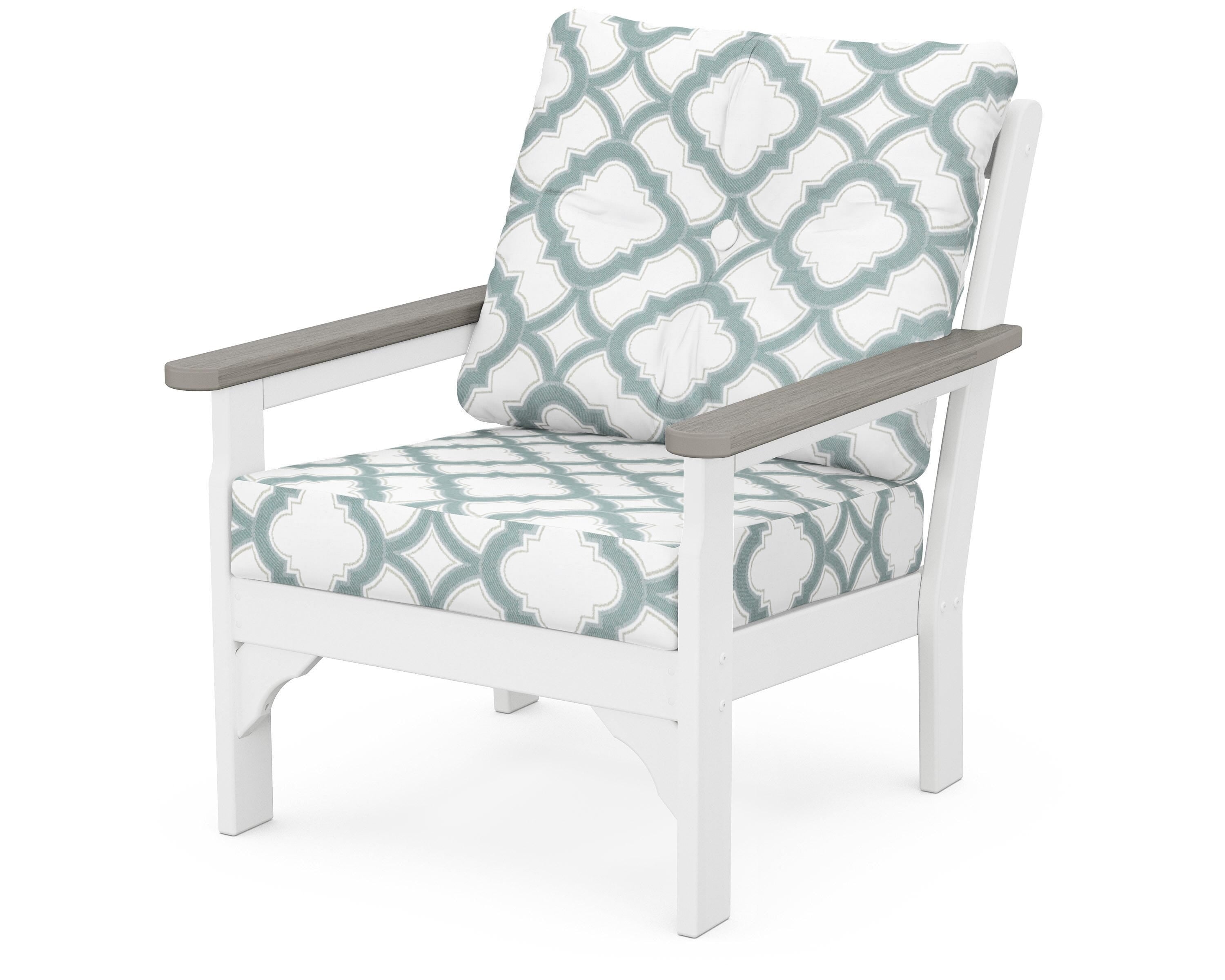POLYWOOD® Vineyard Deep Seating Chair in White / Driftwood / Trellis Glacier Spa