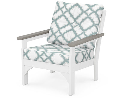 POLYWOOD® Vineyard Deep Seating Chair in White / Driftwood / Trellis Glacier Spa