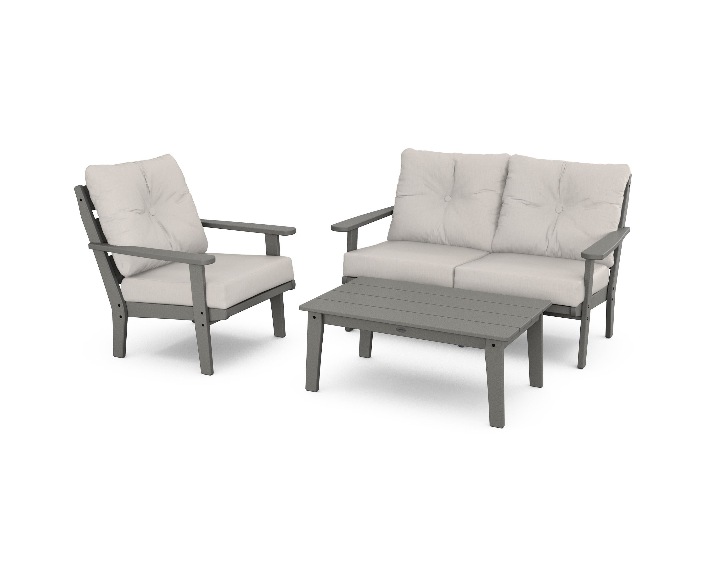 POLYWOOD® Lakeside 3-Piece Deep Seating Set in Slate Grey / Cast Ash