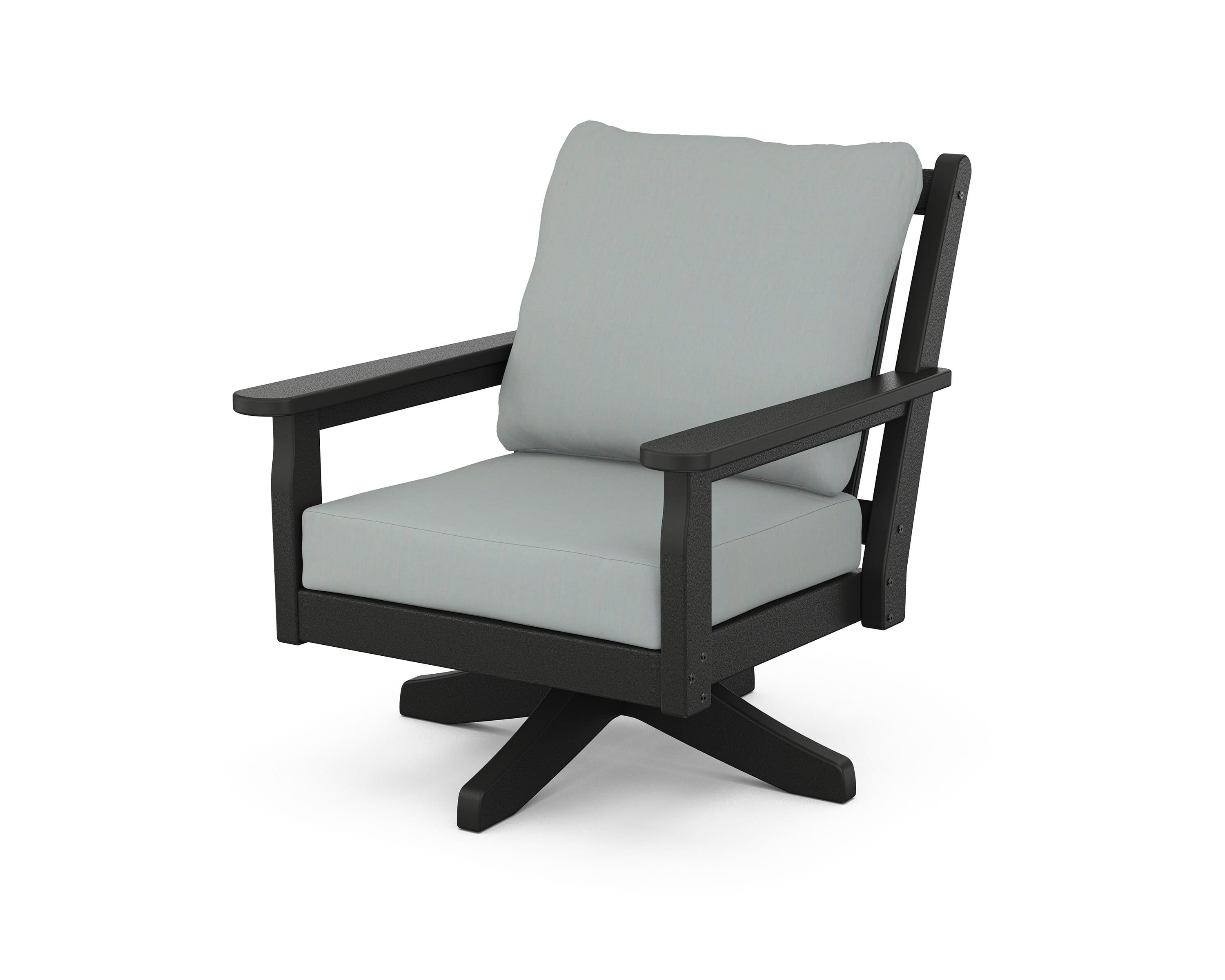 POLYWOOD® Chippendale Deep Seating Swivel Chair in Black / Spa