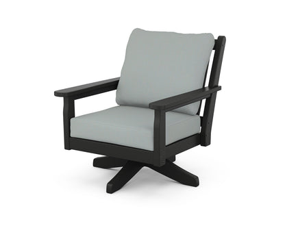 POLYWOOD® Chippendale Deep Seating Swivel Chair in Black / Spa