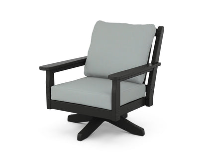 Chippendale Deep Seating Swivel Chair - Black