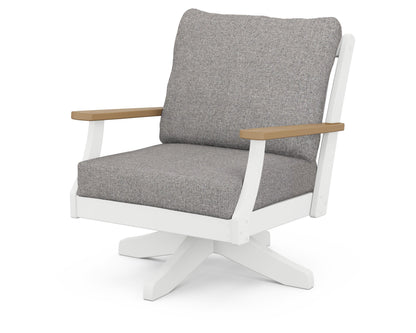 POLYWOOD® Braxton Deep Seating Swivel Chair in White / Natural / Grey Mist