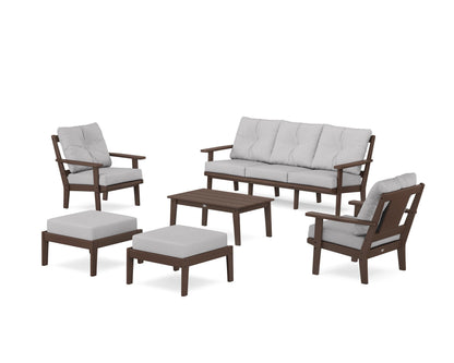 POLYWOOD® Prairie 6-Piece Lounge Sofa Set in Mahogany / Granite
