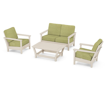 POLYWOOD® Harbour 4-Piece Deep Seating Set in Sand / Chartreuse Boucle