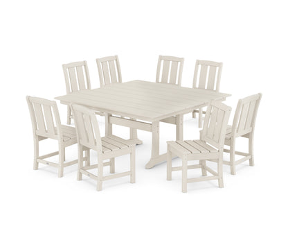 POLYWOOD® Mission Side Chair 9-Piece Square Farmhouse Dining Set with Trestle Legs in Sand