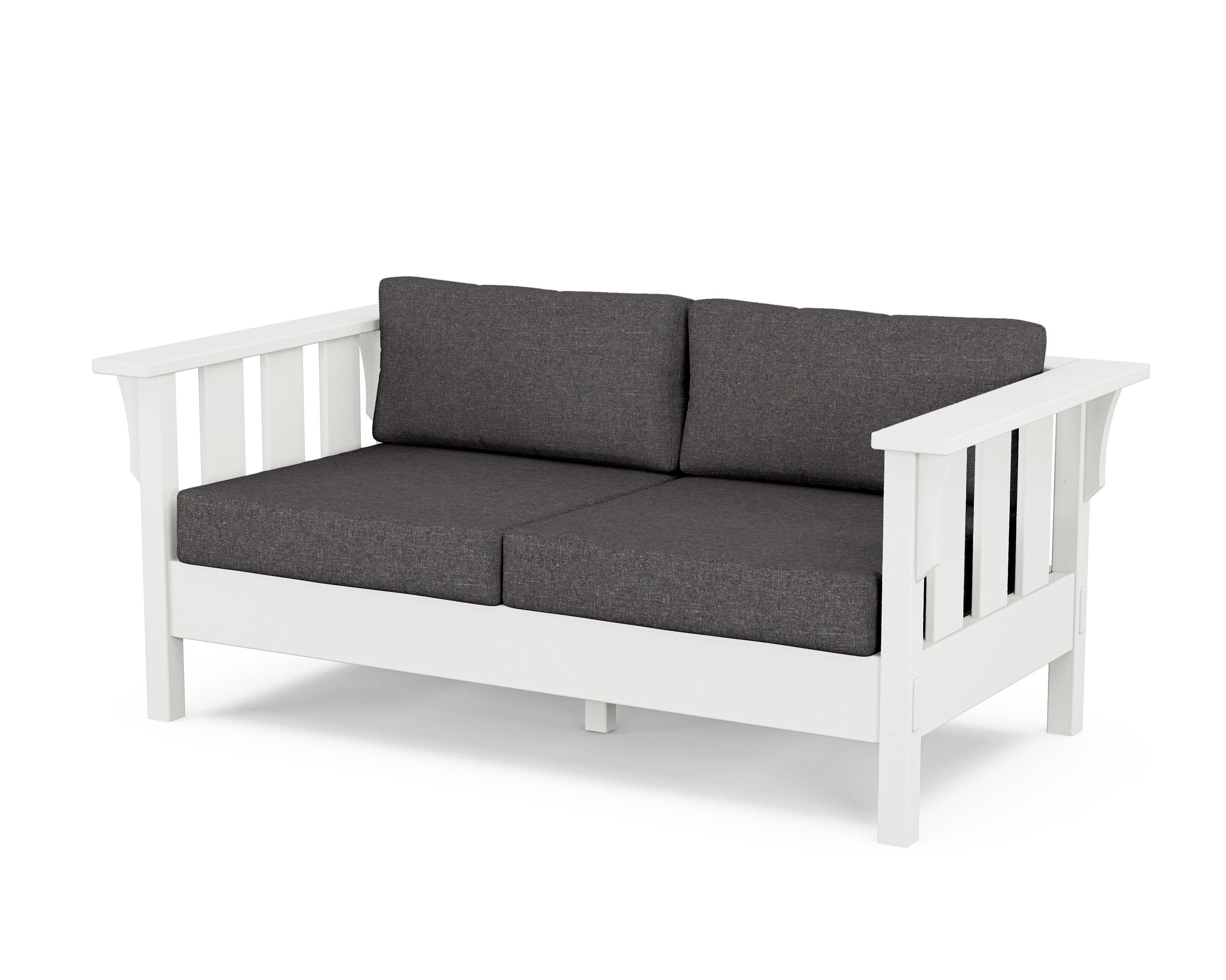 Martha Stewart by POLYWOOD® Acadia Deep Seating Loveseat in White / Ash Charcoal