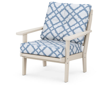 POLYWOOD® Lakeside Deep Seating Chair in Sand / Trellis Sky Blue