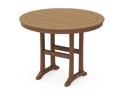 POLYWOOD® Nautical Trestle 48" Round Counter Table in Teak / Natural