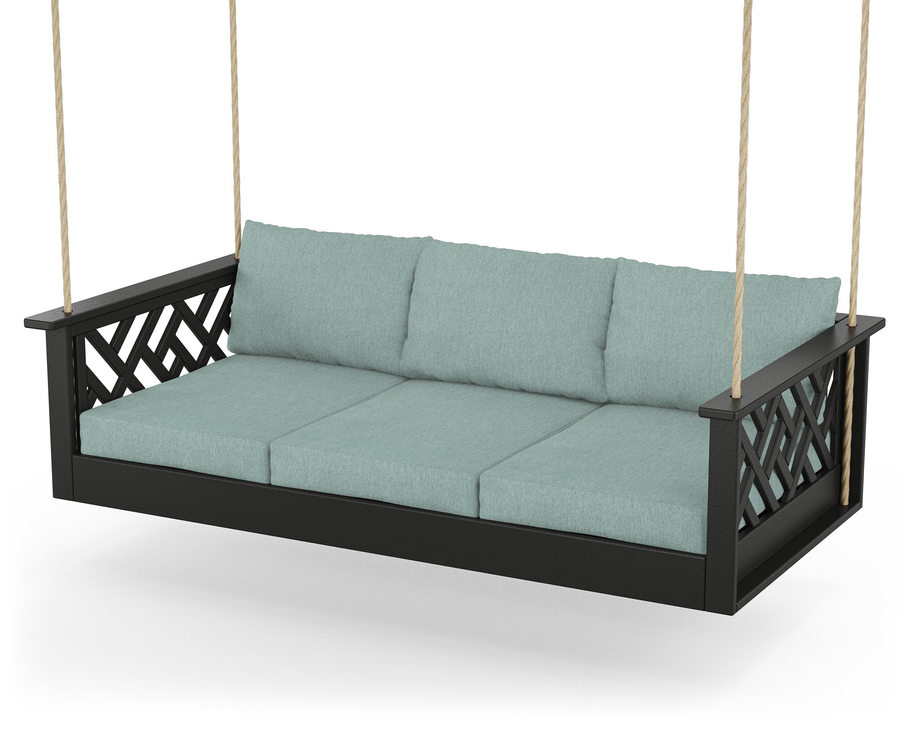 POLYWOOD® Chippendale Daybed Swing in Black / Glacier Spa