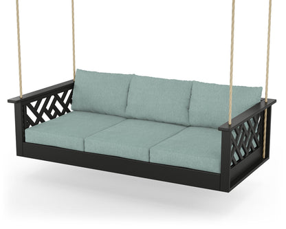 POLYWOOD® Chippendale Daybed Swing in Black / Glacier Spa